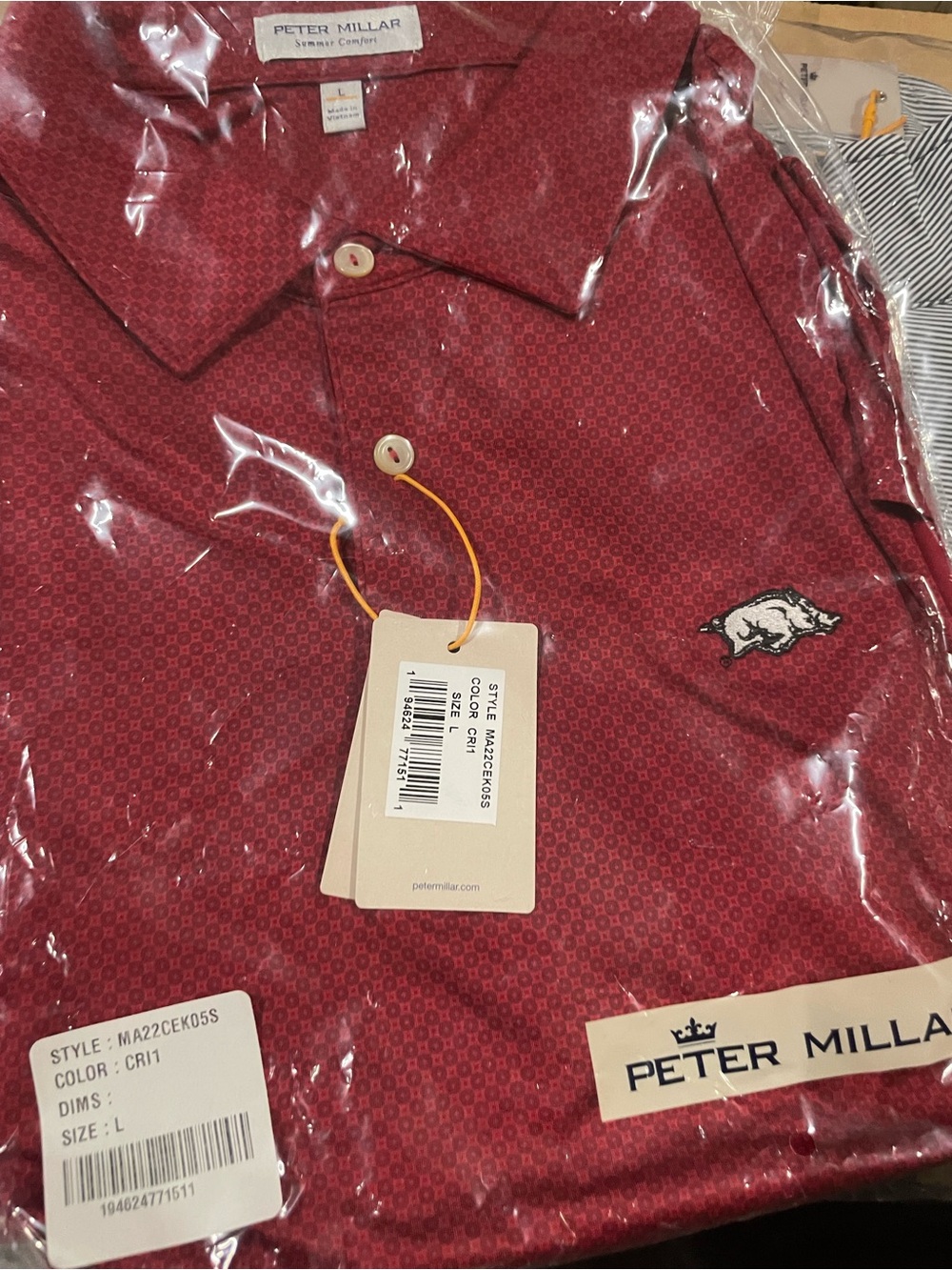 Peter Millar Arkansas Razorbacks Men's L Polo NWT - Picture 2 of 6